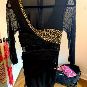 Bebe dress with sequins and lace details!